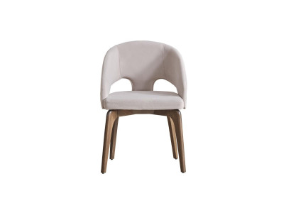 White dining chair, stylish single-seater upholstered chairs, modern wooden legs
